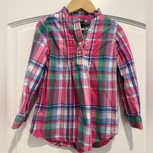 Girls Polo by Ralph Lauren Pink Plaid Button-Front Tunic Shirt Size 5